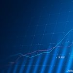 Market Chart Of Business Glowing Stock Graph Or Investment Financial Data Profit On Growth Money Diagram Background With Diagram Exchange Information. 3d Rendering.
