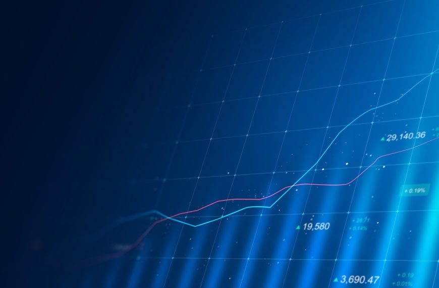 Market Chart Of Business Glowing Stock Graph Or Investment Financial Data Profit On Growth Money Diagram Background With Diagram Exchange Information. 3d Rendering.