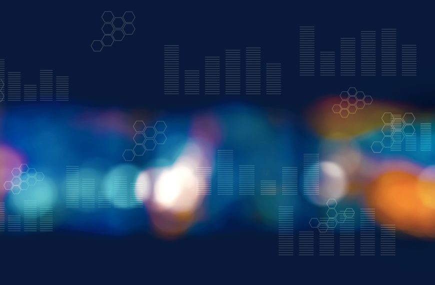 Digital Graphs And Hexagon Grids With Blurred City At Night